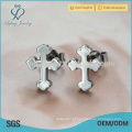 Unique prata cross stud brincos para as mulheres, brincos prata cruz brincos